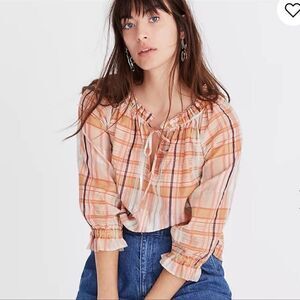 Madewell Plaid Cotton Silk Blouse